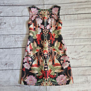 Payal Pratap Anthropologie Secret Garden Floral Bird Sheath Dress Womens 2P